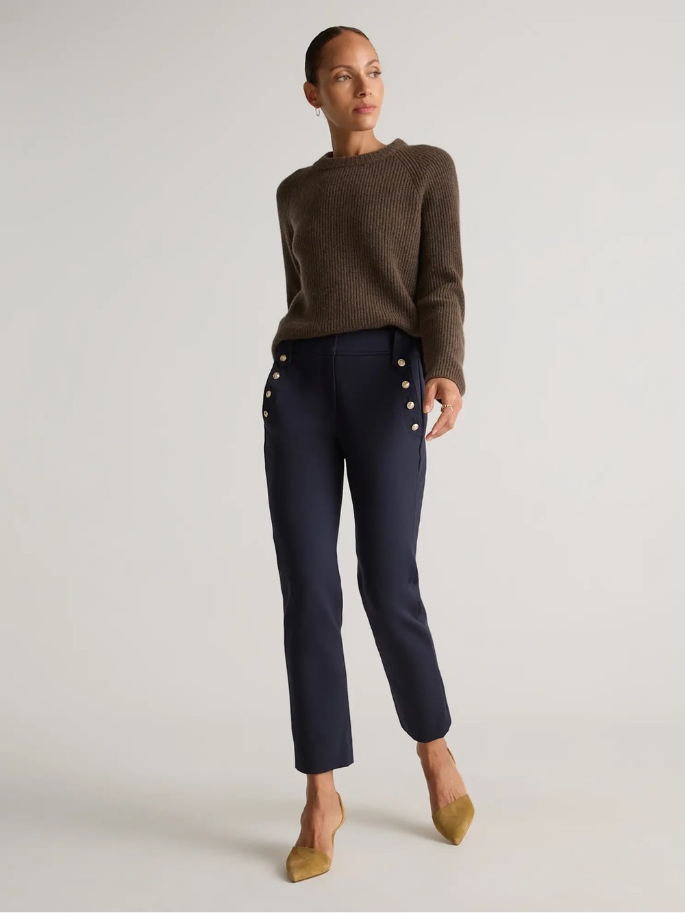 NWOT Quince Mariner Ponte Paints Stretch Leg Stretchy Preppy Office Minimalist